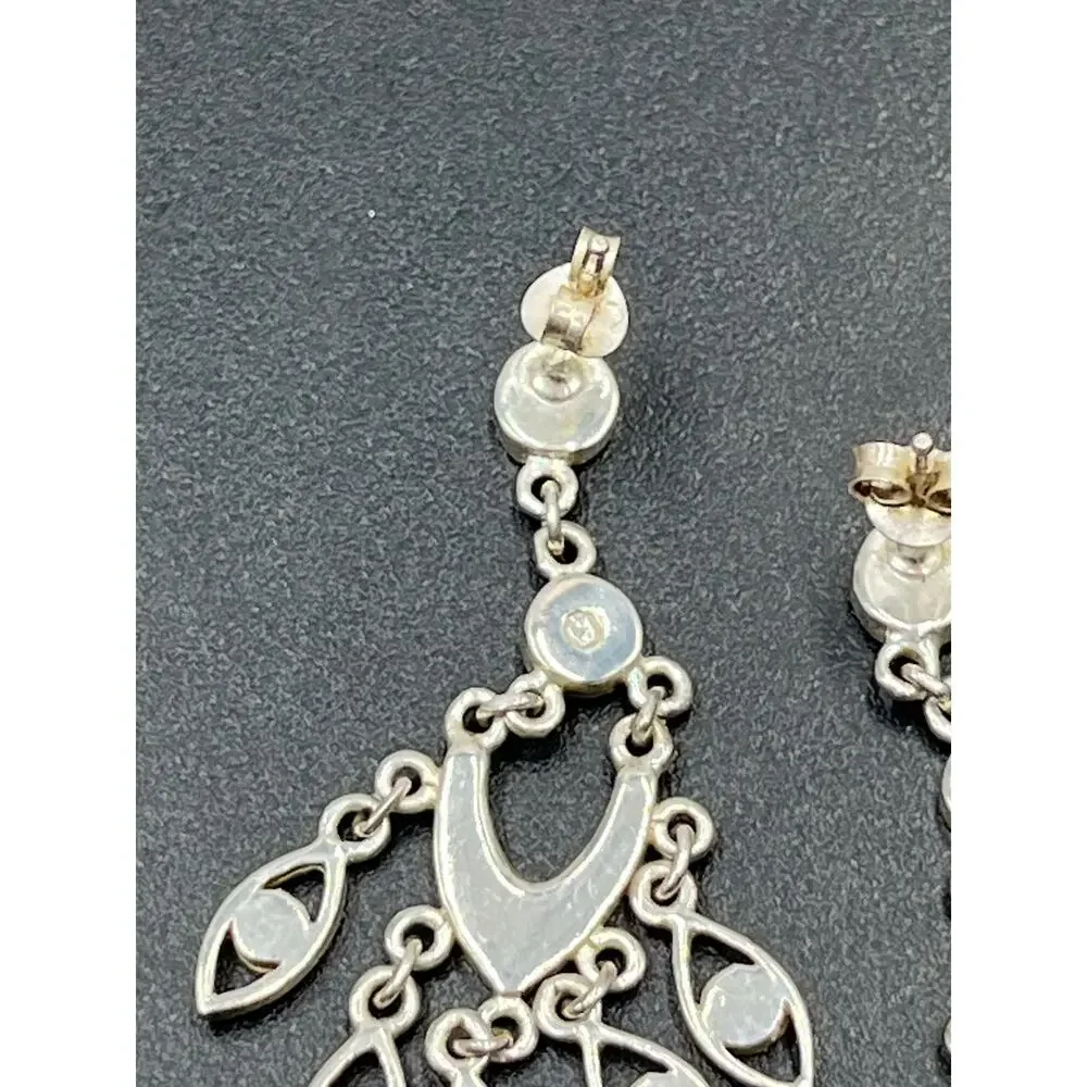 Sterling Silver Pastel Mother‎ of Pearl Inlay Boho Statement Chandelier Earring